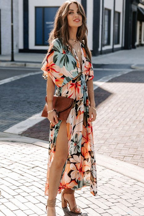 Tropical Floral Maxi Dress