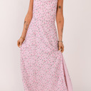  Pink Floral Print Spaghetti Strap Maxi Dress