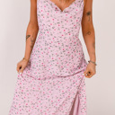  Pink Floral Print Spaghetti Strap Maxi Dress