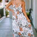  Floral Crisscross Backless Maxi Dress
