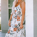  Floral Crisscross Backless Maxi Dress