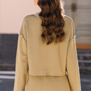  Khaki Exposed Seam Textured Long Sleeve Top Shorts Set