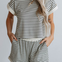  Stripe Contrast Edge Tee and Shorts Set