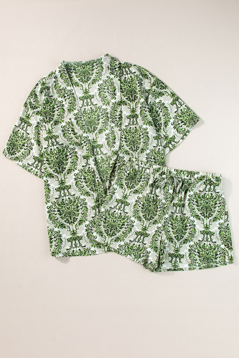 Vintage Floral Open Top and Shorts Set