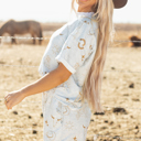  Western Fashion Printed T Shirt Elastic Waist Shorts Set