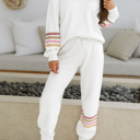  Striped Drop Shoulder Pullover and Jogger Pants Active Set