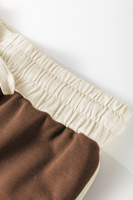 Coffee Contrast Loose Pullover and Skort Set