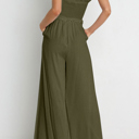  Smocked Bandeau Wide Leg Jumpsuit