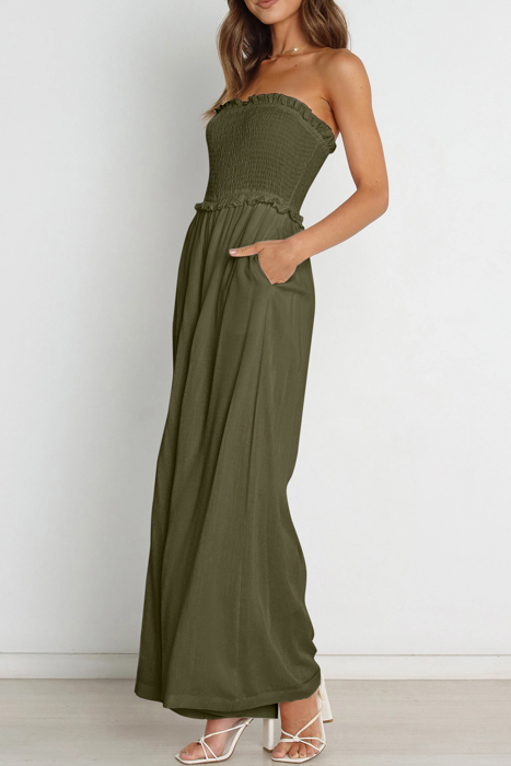 Smocked Bandeau Wide Leg Jumpsuit