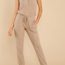  Sleeveless Drawstring Waist Jumpsuit