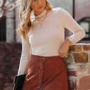  Corduroy Buttoned Front Faux Mini Skirt