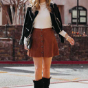  Corduroy Buttoned Front Faux Mini Skirt