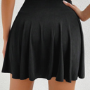  Black A-line Draped High Waist Phone Pocket Lined Skort