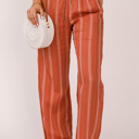  Shirred High Waist Straight Leg Pants