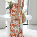  Floral Shirred High Waist Wide Leg Pants