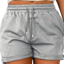 Medium Gray Drawstring Pocketed Casual Shorts