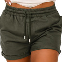 Medium Green Drawstring Pocketed Casual Shorts