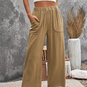 Elastic High Waist Pocketed Wide Leg Pants