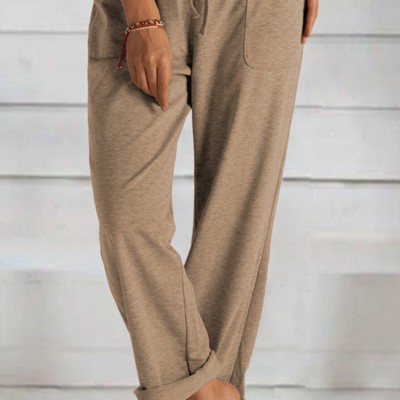 Drawstring Elastic Waist Loose Pants