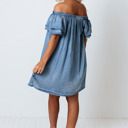  Denim Ruffled Short Sleeve Mini Dress