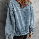  Raw Hem Denim Jacket with Flap Pockets
