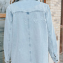  Flap Pocket Buttoned Raw Hem Denim Jacket