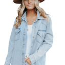  Flap Pocket Buttoned Raw Hem Denim Jacket