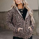  Leopard Hoodie Zip Up Jacket