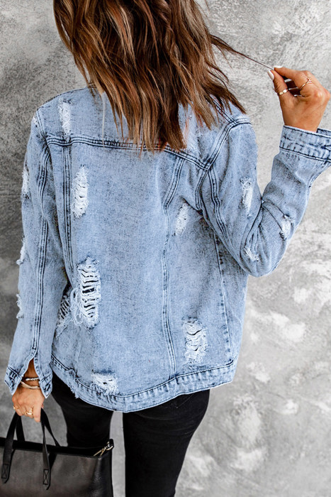 Vintage Washed Front Pockets Denim Jacket