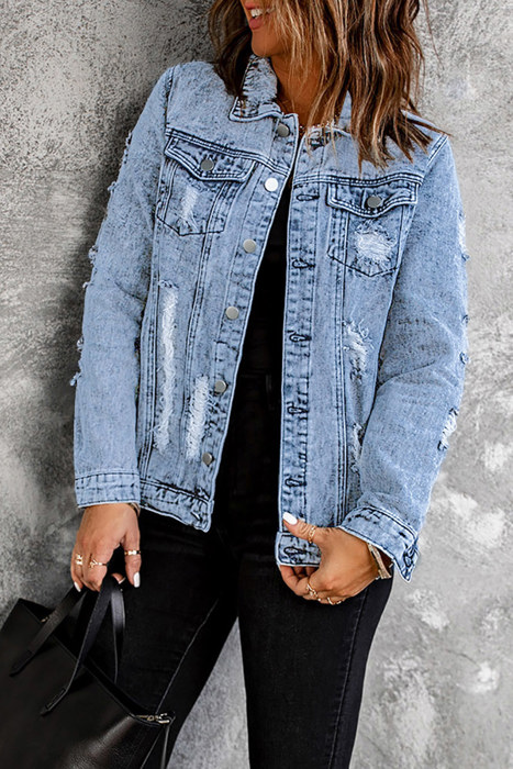 Vintage Washed Front Pockets Denim Jacket