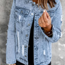  Vintage Washed Front Pockets Denim Jacket