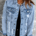  Vintage Washed Front Pockets Denim Jacket