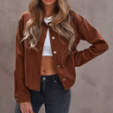  Flap Front Pocket Buttoned Up Corduroy Jacket