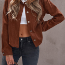  Flap Front Pocket Buttoned Up Corduroy Jacket