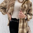   Plaid Flap Pocket Hooded Jacket