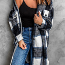  Turn-down Collar Plaid Coat