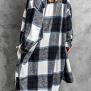  Turn-down Collar Plaid Coat