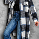  Turn-down Collar Plaid Coat