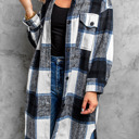  Turn-down Collar Plaid Coat