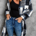  Turn-down Collar Plaid Coat