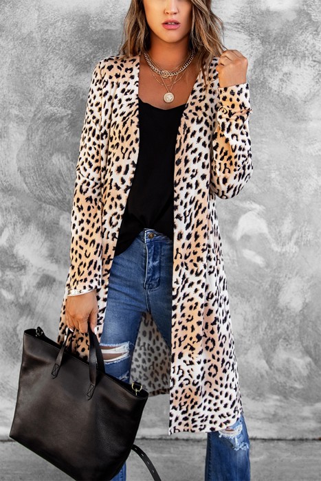Leopard Open Front Duster Cardigan | 2 Colors |