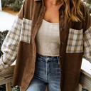  Plaid Patchwork Chest Pockets Shirt