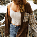  Plaid Patchwork Chest Pockets Shirt