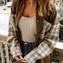  Plaid Patchwork Chest Pockets Shirt