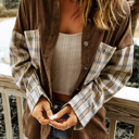  Plaid Patchwork Chest Pockets Shirt