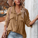  Fuzzy Brown Collared Button Up Cardigan