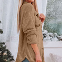  Fuzzy Brown Collared Button Up Cardigan