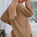  Fuzzy Brown Collared Button Up Cardigan
