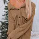  Fuzzy Brown Collared Button Up Cardigan