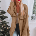  Fuzzy Brown Collared Button Up Cardigan